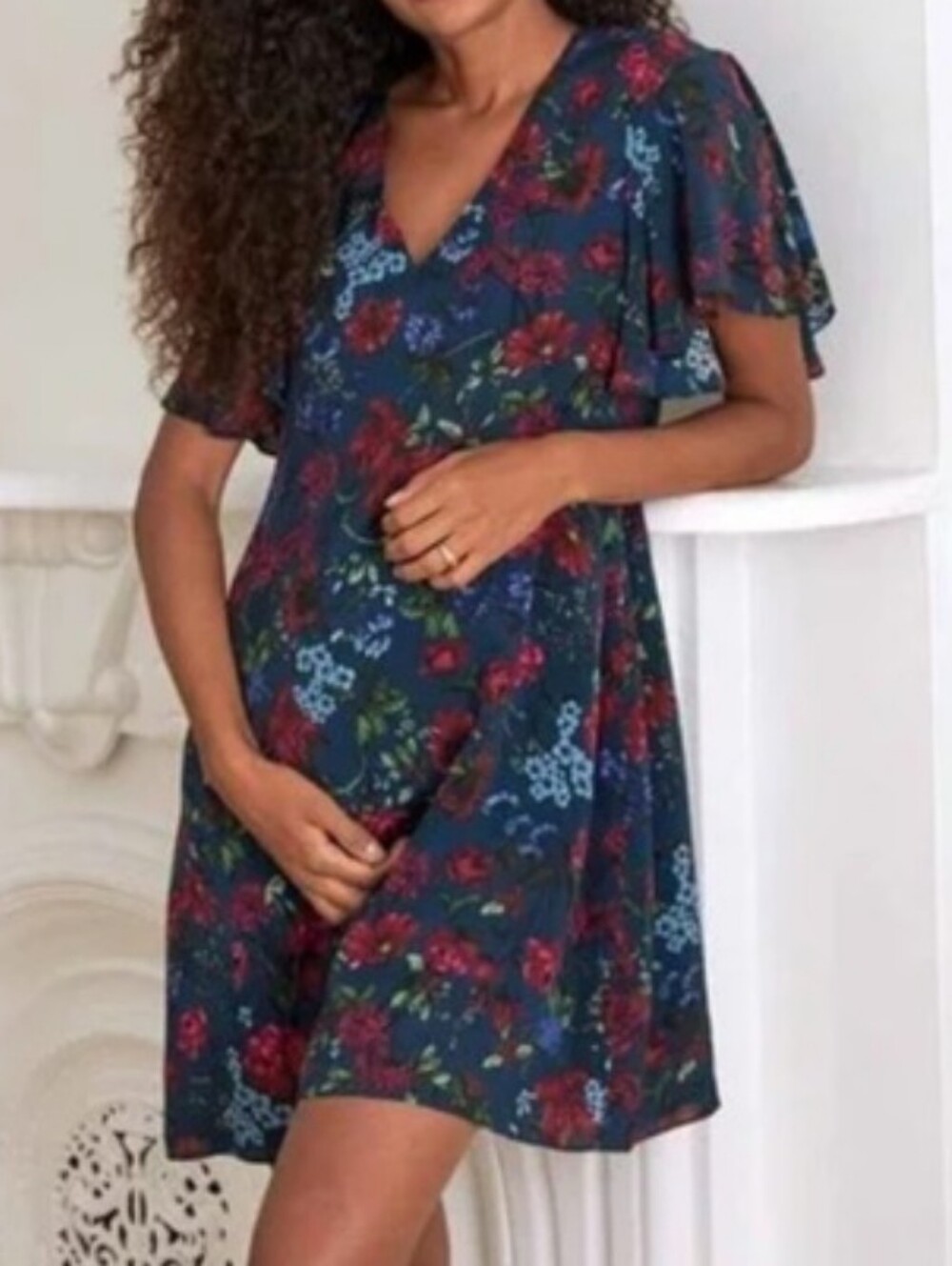 Hatch M/2 Woman's Navy Floral Maternity Dress